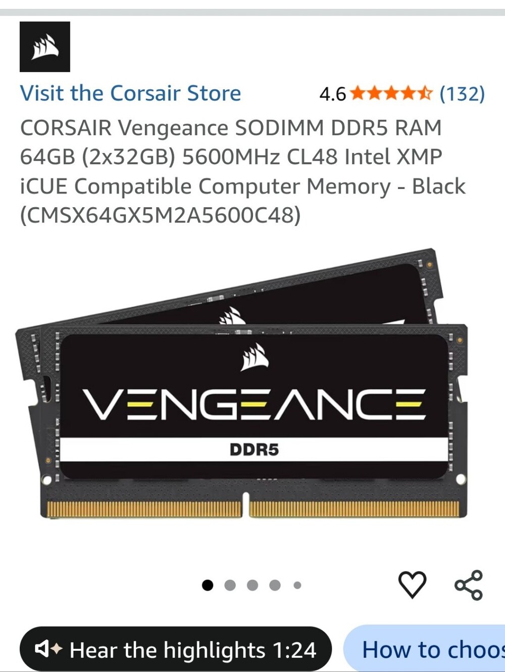 Corsair  Vengeance Memory  64 Gigs